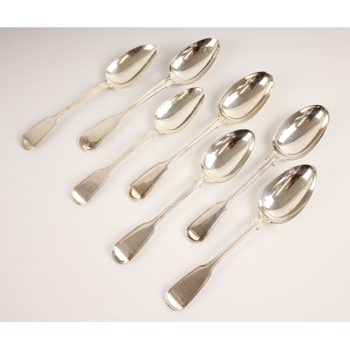 8 - A pair of silver fiddle and thread pattern dessert spoons, makers mark HB, London 1975, of typical f... 