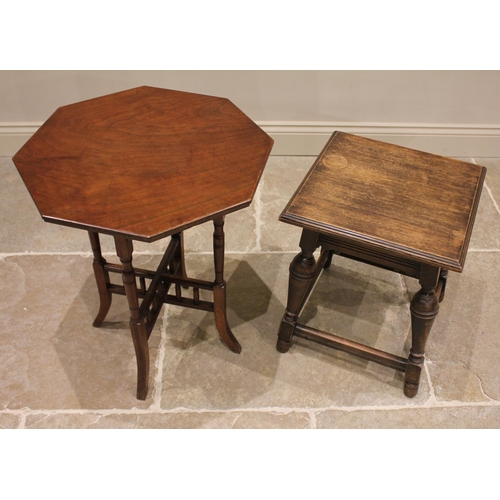 856 - An oak occasional table in the manner of Liberty & Co, early 20th century, the moulded square top ab... 