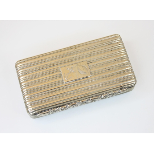 86 - An early Victorian silver snuff box, the rectangular body with hinged cover and engraved anchor and ... 