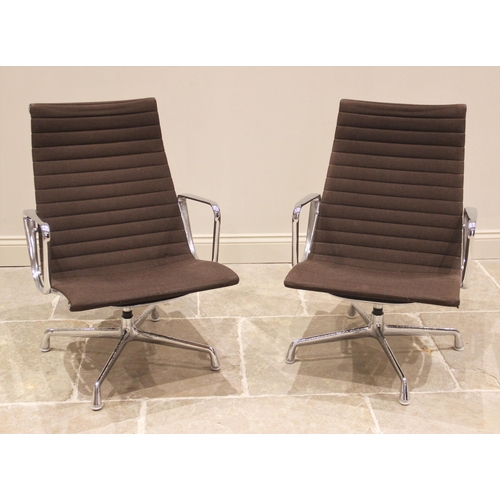 877 - A pair of Eames for Herman Miller 'management' chairs, circa 1960, the ribbed upholstery seats and b... 