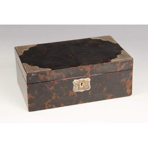 95 - An Edwardian tortoiseshell and silver mounted cigar box, J Batson & Son, London 1901, the rectangula... 