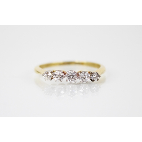 150 - A diamond five stone ring, comprising five graduated round old cut diamonds, measuring between 2.5mm... 