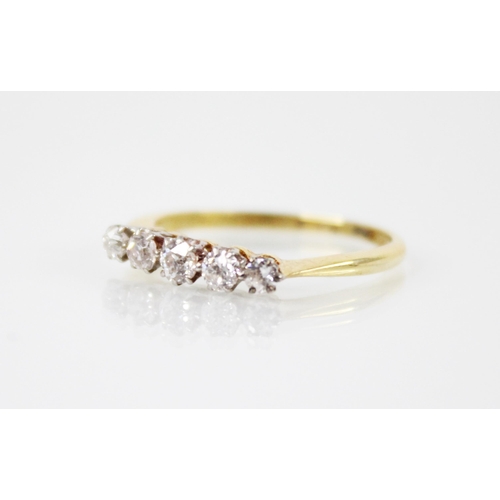 150 - A diamond five stone ring, comprising five graduated round old cut diamonds, measuring between 2.5mm... 