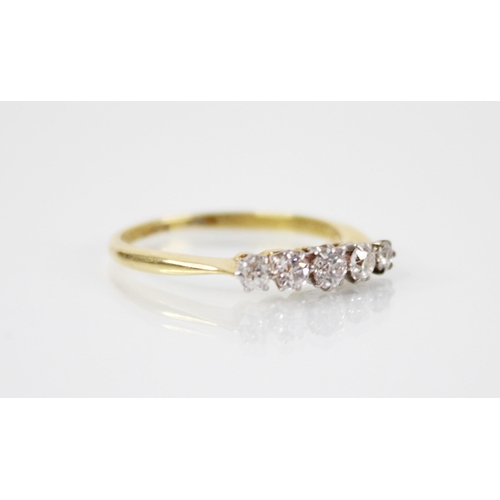 150 - A diamond five stone ring, comprising five graduated round old cut diamonds, measuring between 2.5mm... 