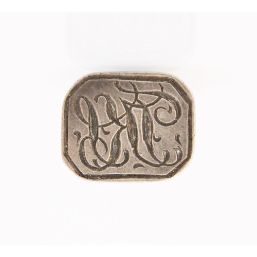 78 - A George III silver miniature seal, rubbed makers mark, Birmingham 1798, of rectangular form with ca... 