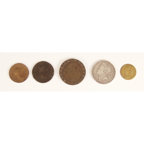 252 - A selection of British pre-decimal coinage, to include a George III 1797 Britannia UK penny, a 1821 ... 