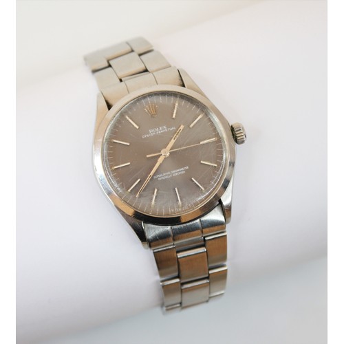 145 - A Rolex Oyster Perpetual stainless steel wristwatch, circa 1970, the circular silver coloured face w... 