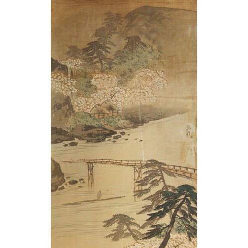 573 - Chinese School (19th/20th century), 
Pair of watercolours on silk, 
Mountainous landscapes, 
Each si... 