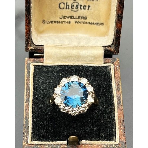 227 - A sapphire and diamond ring, the round cut sapphire weighing 5.10 carats approx. (10.7 x 10.7 x 6.0 ... 