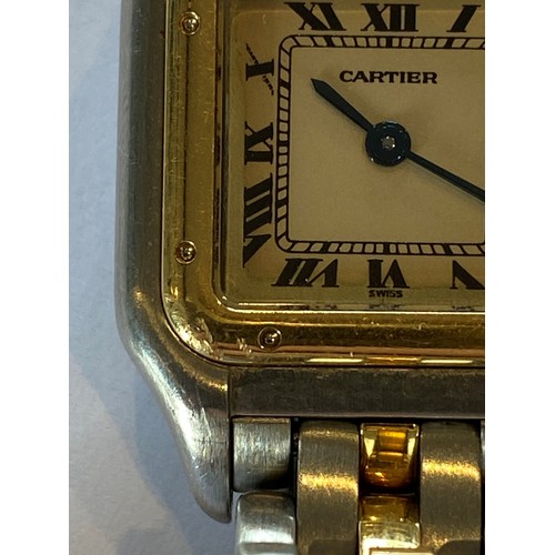 137 - A Cartier bi-colour Panthere wristwatch, the square white dial with Roman numerals and inner seconds... 