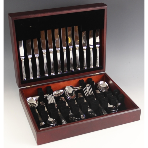 142 - An Arthur Price stainless steel canteen of cutlery, the forty four piece, six place setting with ree... 