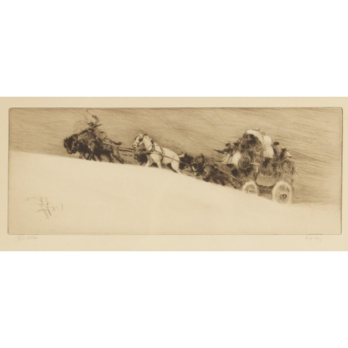 316 - Cecil Aldin (British, 1870-1935),  
A laden coach and six horses,  
Signed proof etching on paper,  ... 