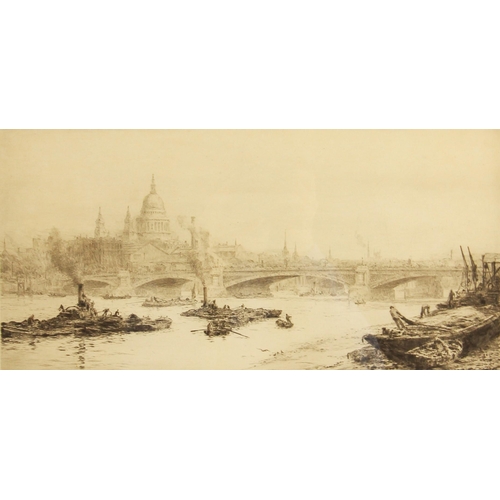 327 - William Lionel Wyllie R.A. R.I. (British, 1851-1931), 
The Thames at London Bridge with St Paul's Ca... 