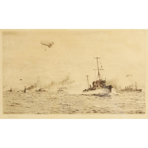 333 - William Lionel Wyllie R.A. R.I.  (British, 1851-1931),  
A convoy at sea with observation balloon an... 