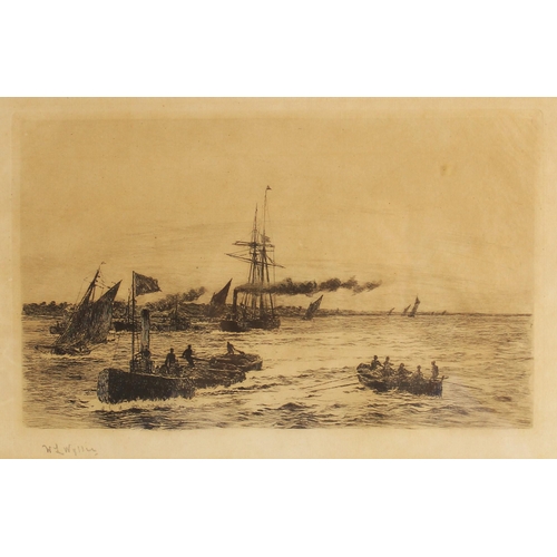 335 - William Lionel Wyllie R.A. R.I.  (British, 1851-1931),  
Shipping on the Thames,  
Etching on paper,... 