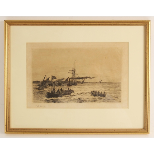 335 - William Lionel Wyllie R.A. R.I.  (British, 1851-1931),  
Shipping on the Thames,  
Etching on paper,... 