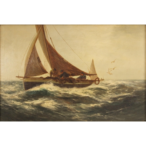 377 - Charles Napier Hemy RA (British 1841 - 1917),  
A fishing boat at sea  
Oil on canvas,  
Initialled ... 