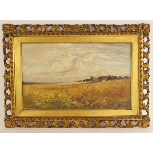 380 - Charles James Lewis R.I. (British, 1830-1892),  
A cornfield with wildflowers in the foreground and ... 