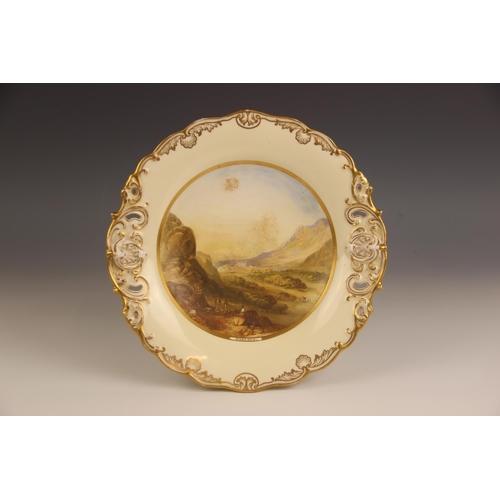 457 - A Copeland porcelain comport, circa 1860, finely painted with a topographical view titled 