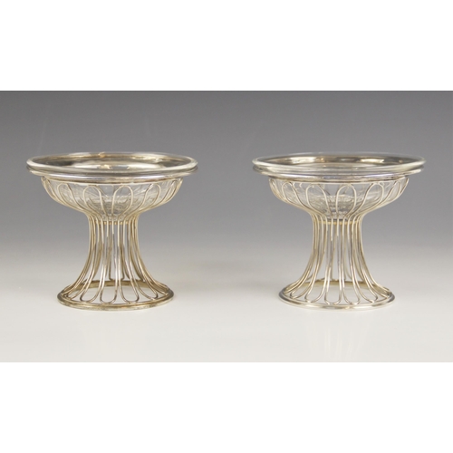 47 - A pair of Edwardian silver pedestal bonbon dishes, Mappin and Webb Ltd, Birmingham 1907, with open w... 