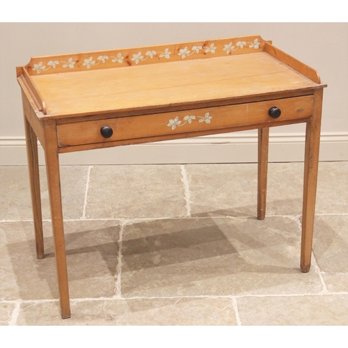 782 - A Victorian and later pine washstand, the three quarter galleried top above a single frieze drawer a... 