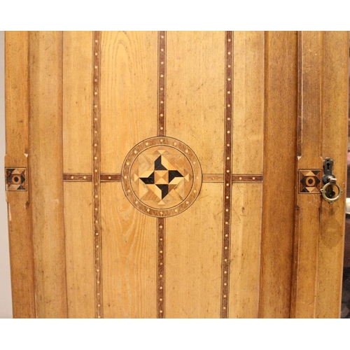 817 - An Arts & Crafts Gothic Revival ash inlaid wardrobe, attributed to Charles Bevan, possibly designed ... 