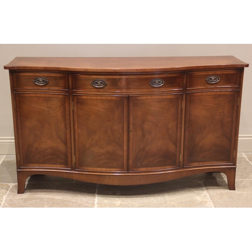 838 - A Regency style serpentine mahogany sideboard, by Bevan Funnell, late 20th century, the yew wood cro... 