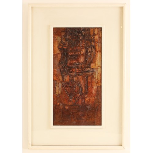 369 - John Bailey (British, b.1926),  
Standing figures, an abstract with hidden images,  Mixed media on b... 