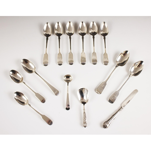 133 - A set of six Victorian silver fiddle pattern teaspoons, Robert Wallis, London 1847, with initialled ... 