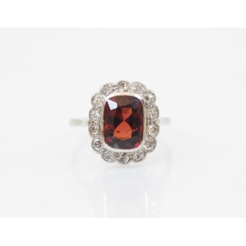 200 - A early 20th century certified Burmese red spinel and diamond cluster ring, the central rub over set... 