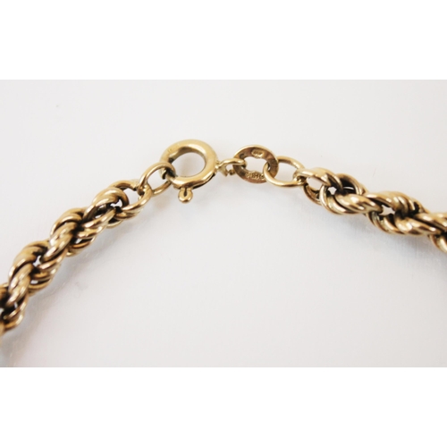 229 - A yellow metal bracelet, of rope twist design, with bolt ring clasp, stamped '3.975' marks rubbed, 1... 