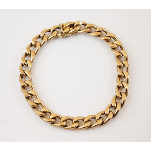 230 - A 9ct rose gold bracelet, the hollow curb link bracelet with tongue and box fastening, stamped 'IBB'... 