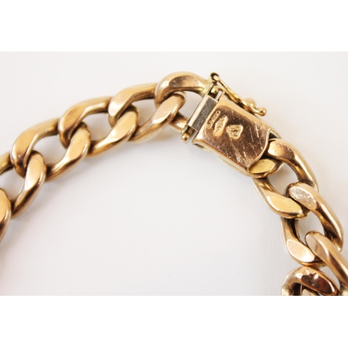 230 - A 9ct rose gold bracelet, the hollow curb link bracelet with tongue and box fastening, stamped 'IBB'... 