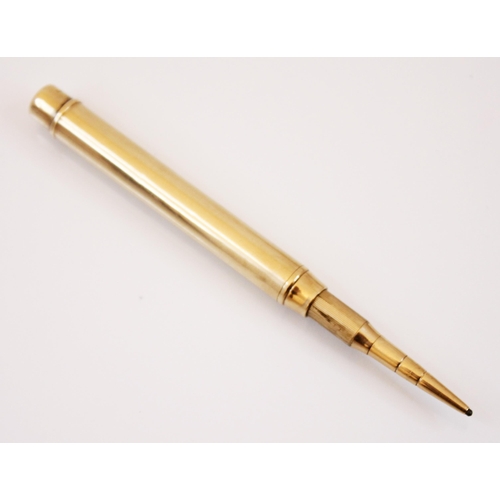 238 - A 9ct yellow gold Sampson Mordan 'drop' pencil, the plain polished barrel with push mechanism reveal... 