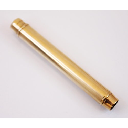 238 - A 9ct yellow gold Sampson Mordan 'drop' pencil, the plain polished barrel with push mechanism reveal... 