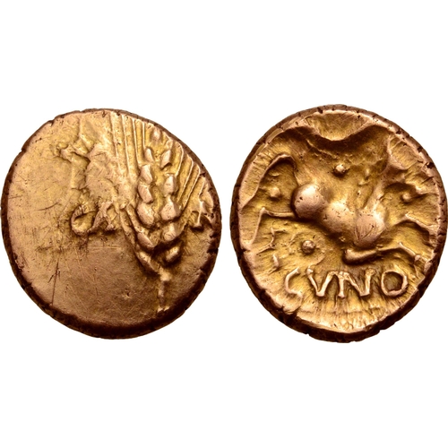 240 - Britannia, the Catuvellauni and Trinovantes. Cunobelin AV Stater. Camulodunum, circa AD 10-20. Grain... 