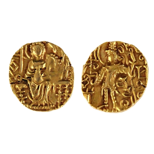 253 - Kushan Empire of Northern India, (Kipanada circa 350-375 A.D) Gold Dinara, Kipunada standing facing ... 