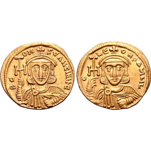 266 - Constantine V Copronymus, with Leo IV, AV Solidus. Constantinople, AD 741-755. B CONSTANTINЧ NC, cro... 