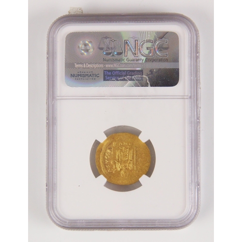 274 - Maur.Tiberius, AD 582-602 BYZANTINE EMPIRE AV Solidus, 
NGC Grade: MS Strike: 4/5 Surface: 4/5
Pedig... 