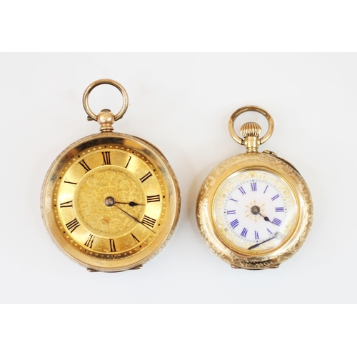 150 - A gold coloured open face ladies pocket watch, the circular champagne coloured dial with Roman numer... 