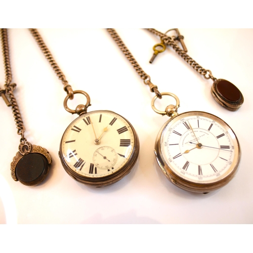 161 - A Victorian silver open face pocket watch, the circular white enamel dial with Roman numerals and si... 