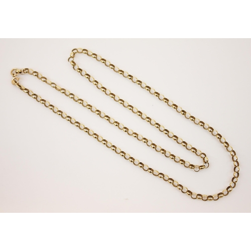 184 - A yellow metal gold chain, the trace link chain with bolt clasp fastening, stamped 'GJ' Birmingham 1... 