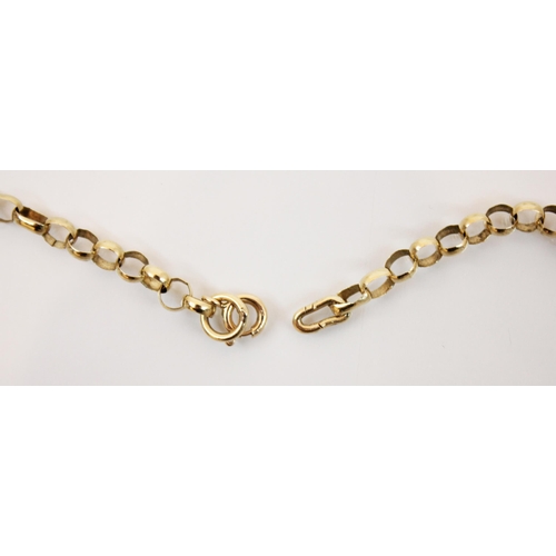 184 - A yellow metal gold chain, the trace link chain with bolt clasp fastening, stamped 'GJ' Birmingham 1... 