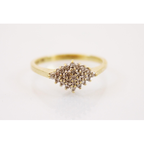 233 - An 18ct yellow gold diamond ring, the head designed as a lozenge shaped diamond set cluster, set to ... 