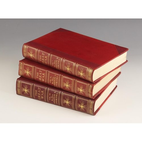 311 - Churchill (Winston S.), THE GREAT WAR, first book edition, 3 vols, 3/4 red leather, red cloth boards... 