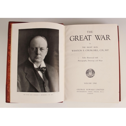 311 - Churchill (Winston S.), THE GREAT WAR, first book edition, 3 vols, 3/4 red leather, red cloth boards... 