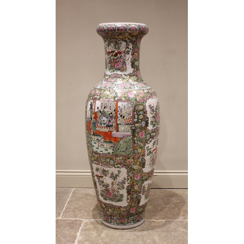 439 - A large Chinese Canton temple floor vase, 20th century, of substantial baluster form and decorated i... 