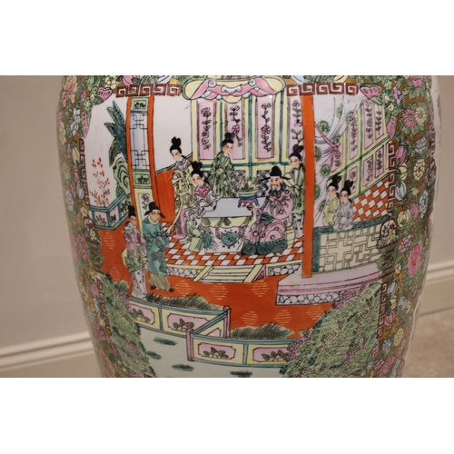 439 - A large Chinese Canton temple floor vase, 20th century, of substantial baluster form and decorated i... 