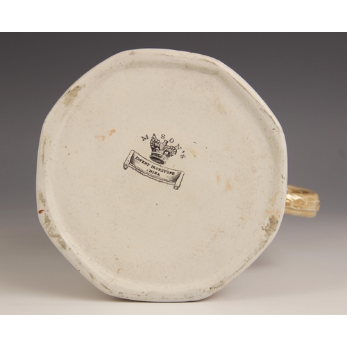 512 - A Mason's Patent Ironstone large octagonal mug, early 19th century, decorated in the Chinoiserie sty... 