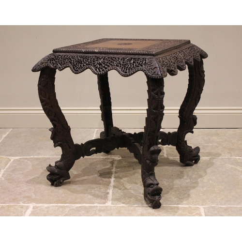 792 - An Anglo-Indian carved hardwood occasional table, late 19th/early 20th century, the square top with ... 